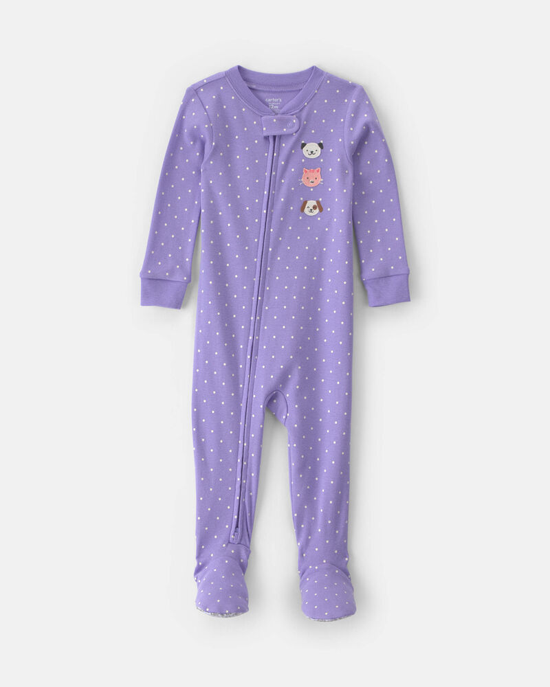 Toddler Girl 1-Piece Pets 100% Cotton Snug Fit Footed Pyjama - Purple, image 1 of 4 slides