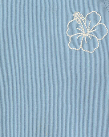 Toddler Girl Flower Ribbed Tank Top - Blue, 