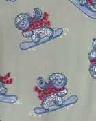 Tout-petit gar&ccedil;on - Pyjama ajust&eacute; 2 pi&egrave;ces en DreamPlush &agrave; motif yeti en planche &agrave; neige &ndash; Vert, image 2 sur 2 diapositives