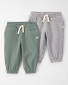 B&eacute;b&eacute; - Emballage de 2 pantalons de jogging en jersey bouclette de coton biologique, image 1 sur 5 diapositives