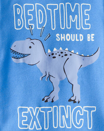 Tout-petit garçon - Pyjama à manches longues 4 pièces en coton 100 % imprimé dinosaure - Blanc/Bleu, 