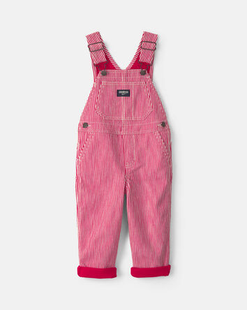 Toddler Boy Hickory Stripe Overalls - Red/White, 