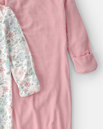Baby Girl 2-Pack Butterfly Garden PurelySoft Sleeper Gowns - Pink, 