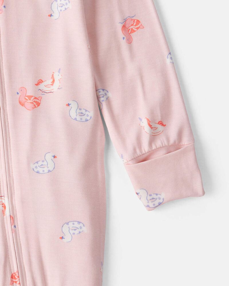 Baby Girl Flamingo PurelySoft&trade; Snug Fit Sleeper - Pink, image 3 of 9 slides