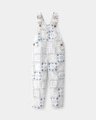 Toddler Girl Bandana Overalls - White, image 1 of 4 slides