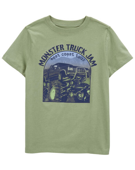 Toddler Boys Monster Truck Lizard Short Sleeve Top