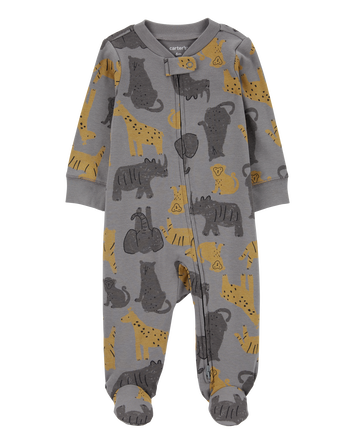 Baby Safari Animal 2-Way Zip Sleeper Pyjamas, 