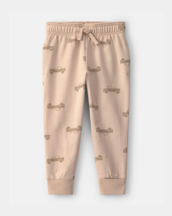 Tout-petit gar&ccedil;on - Pantalon de jogging en jersey bouclette &agrave; motif camion - Beige, 
