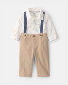 Baby Boy 2-Piece Bunny Bodysuit & Suspender Pant Set - Cream/Khaki, image 1 of 6 slides