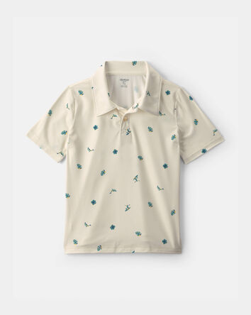 Gar&ccedil;ons - Polo sport, motif surf - Ivoire, 