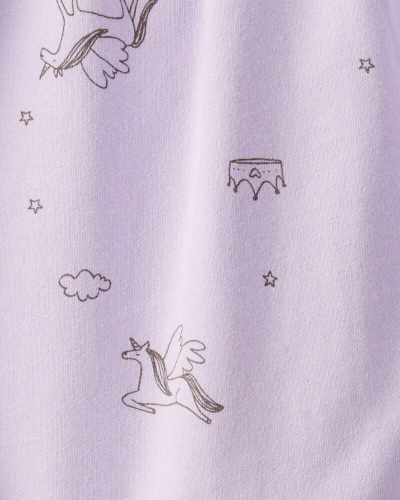 Baby Girl Unicorn Print Cotton Long-Sleeve Jumpsuit - Purple, image 2 of 3 slides
