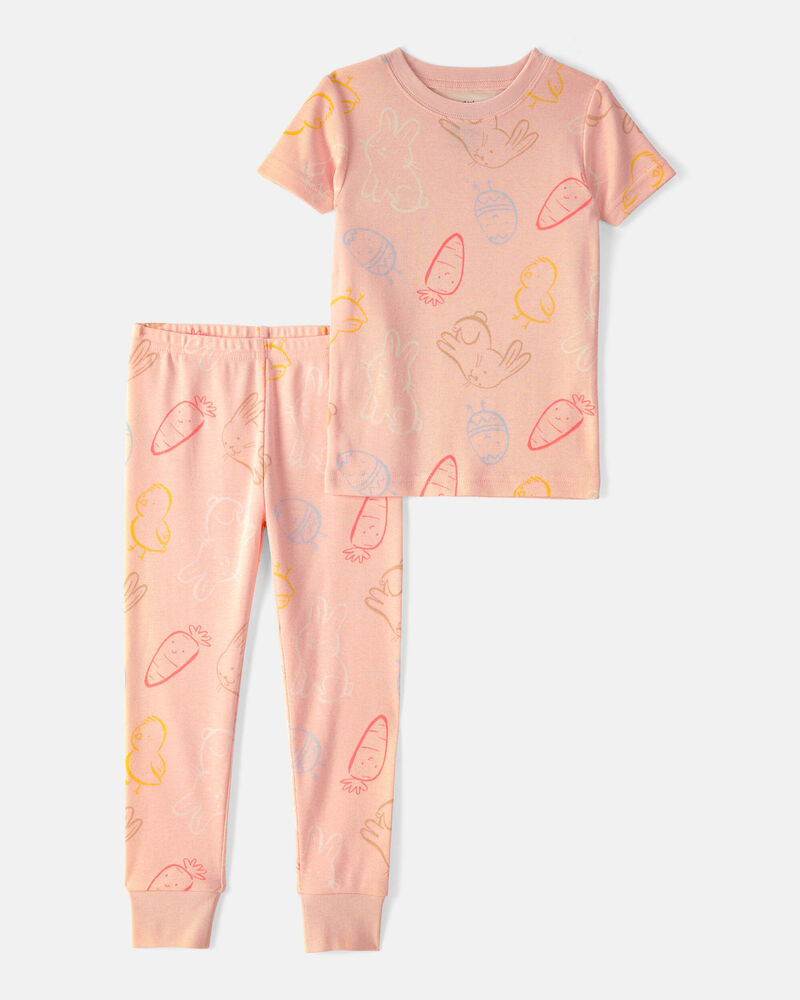 Baby Girl Easter Bunny 100% Cotton Snug Fit 2-Piece Pyjama Set - Pink, image 1 of 4 slides