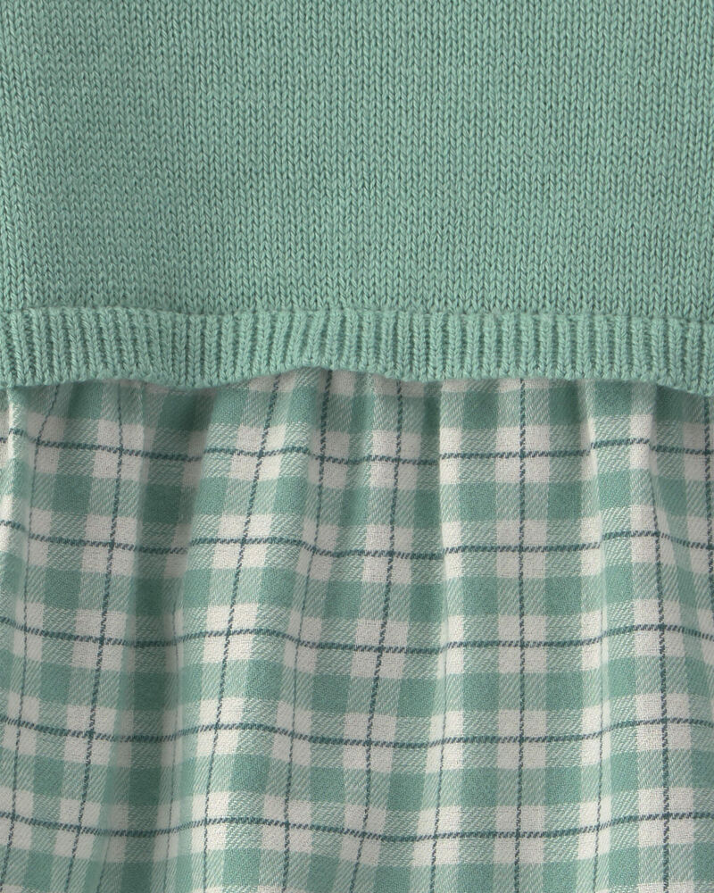 B&eacute;b&eacute; fille - Ensemble 2 pi&egrave;ces robe manches longues en flanelle &ndash; Vert, image 6 sur 6 diapositives