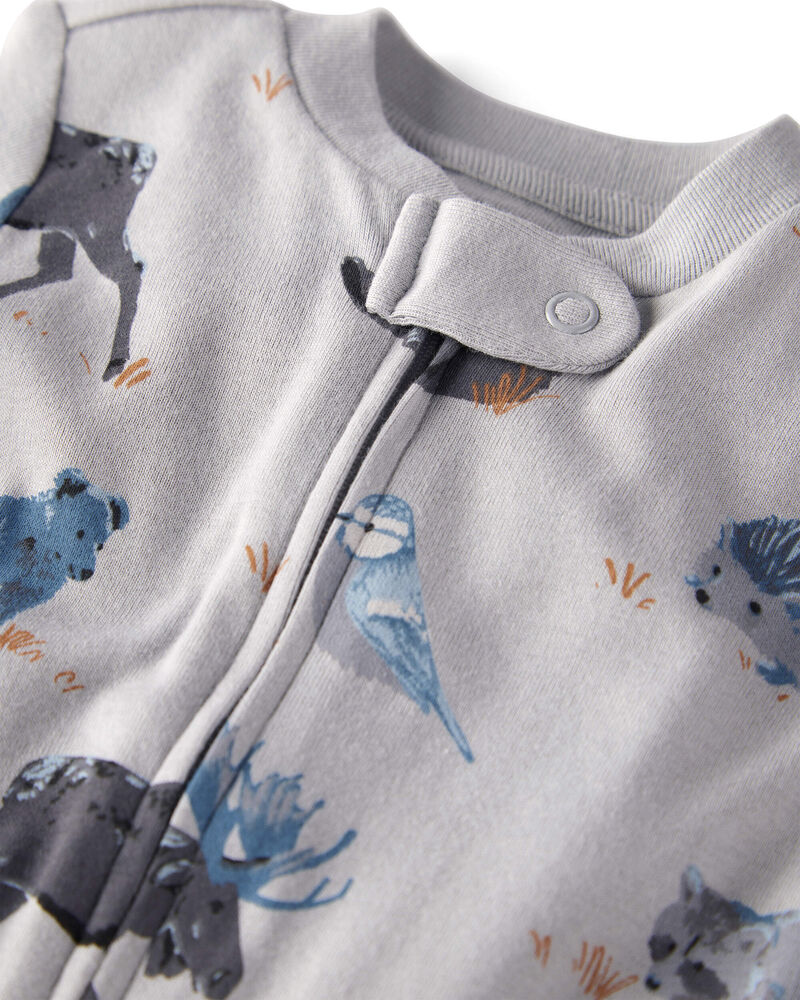Baby Organic Cotton Sleep & Play Pajamas in Midnight Forest Print, image 2 of 4 slides