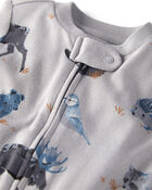 Baby Organic Cotton Sleep & Play Pajamas in Midnight Forest Print, image 2 of 4 slides