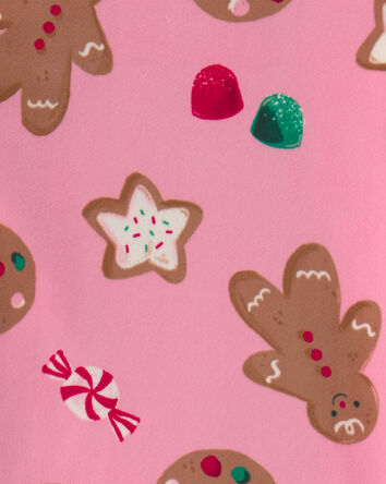 Girls 2-Piece Christmas Gingerbread DreamPlush Snug Fit Pyjama Set - Pink, 