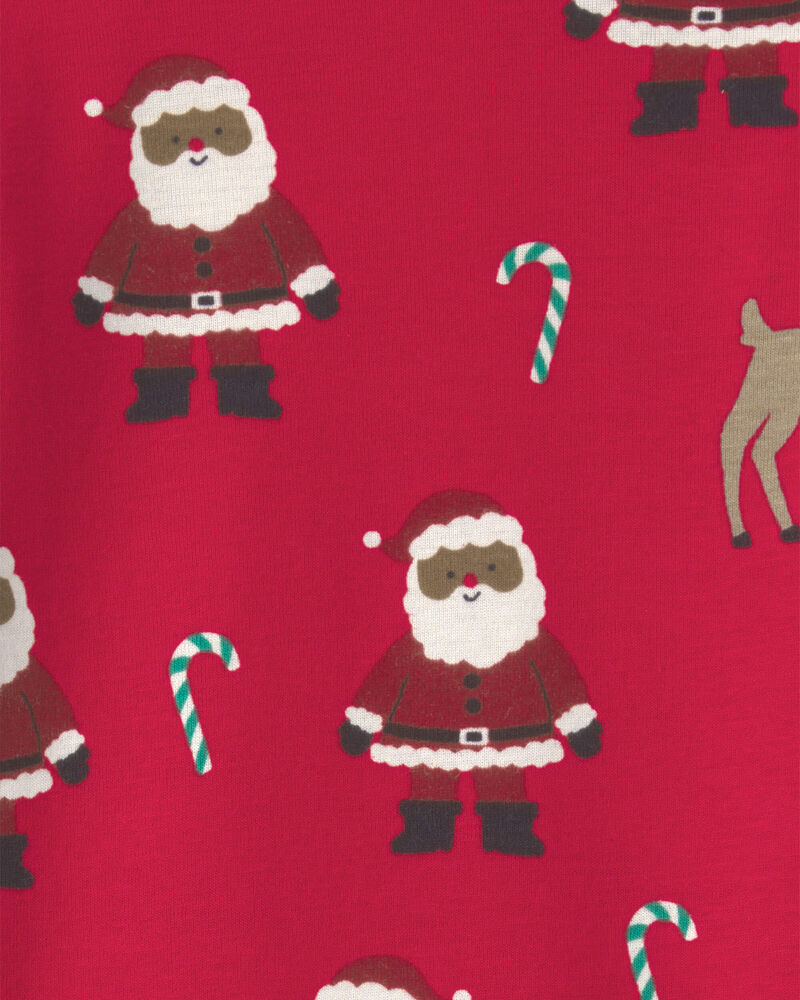 Toddler 2-Piece Brown Santa Christmas 100% Cotton Snug Fit Pyjama Set - Red, image 3 of 5 slides