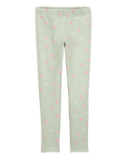 Girls Floral Stretch Leggings - Green, image 1 of 5 slides
