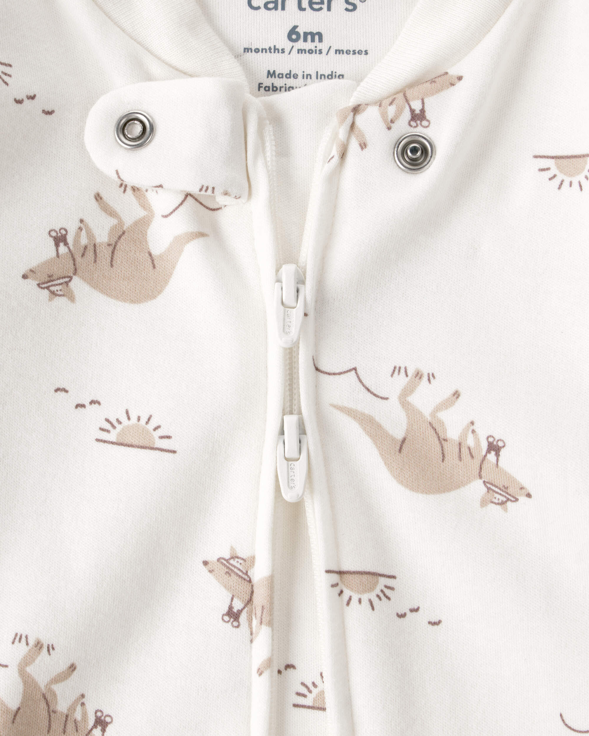 Baby Kangaroo 2-Way Zip 100% Cotton Sleeper - Cream | Carter's