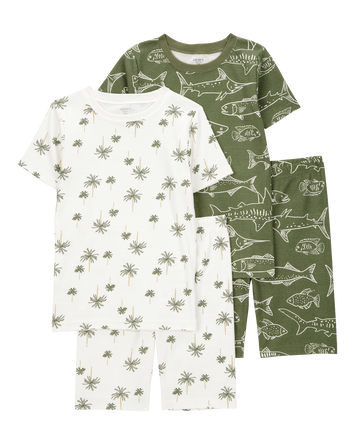 Kid Fish Print Snug Fit Cotton 4-Piece Pyjamas, 