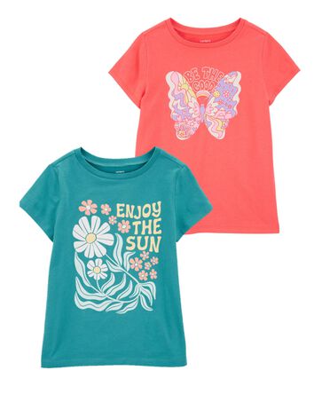 Kid 2-Pack Butterfly Sun Graphic Tees, 