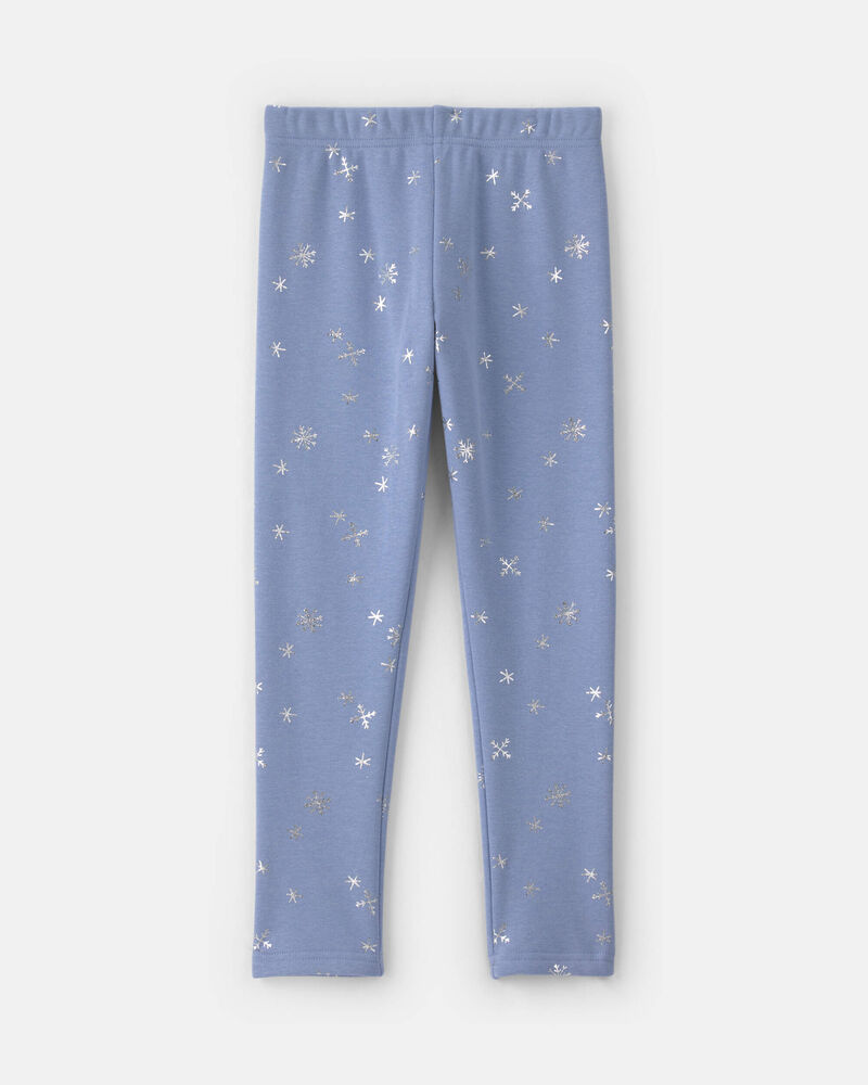 Filles - Legging extensible en molleton &agrave; motif flocon de neige &ndash; Bleu/Blanc, image 2 sur 4 diapositives