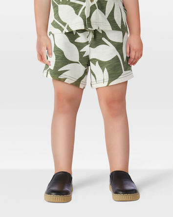 Enfant en bas âge Short à enfiler en jersey bouclette à motifs tropicaux - Vert/Blanc, 
