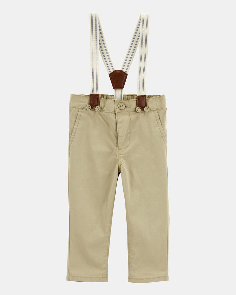 Baby Boy Twill Suspender Pants, image 1 of 4 slides