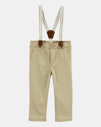Baby Boy Twill Suspender Pants, 