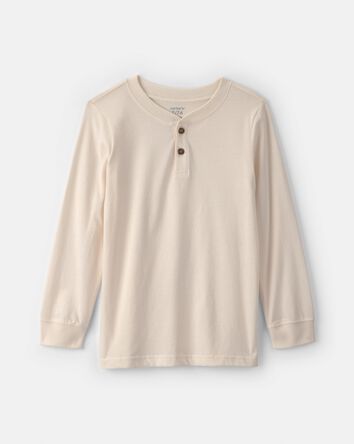 Gar&ccedil;ons - T-shirt henley &agrave; manches longues - Cr&egrave;me, 
