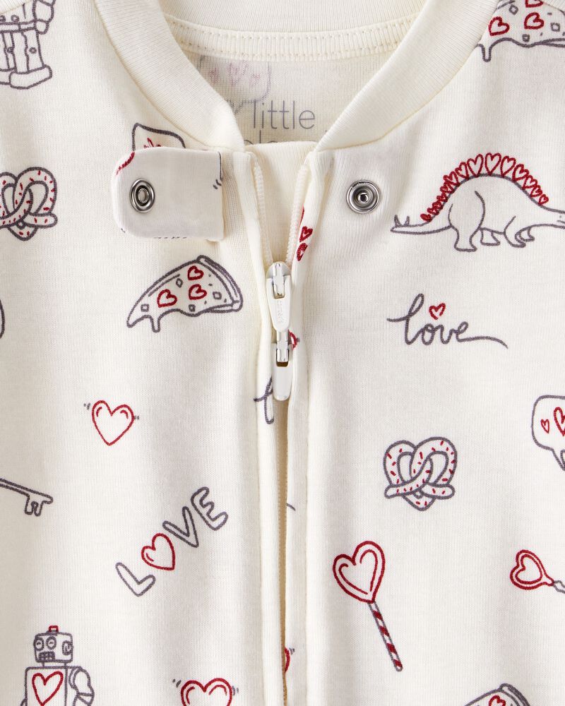 Baby Organic Cotton Sleep & Play Pyjamas in Little Loves Print, image 2 of 5 slides