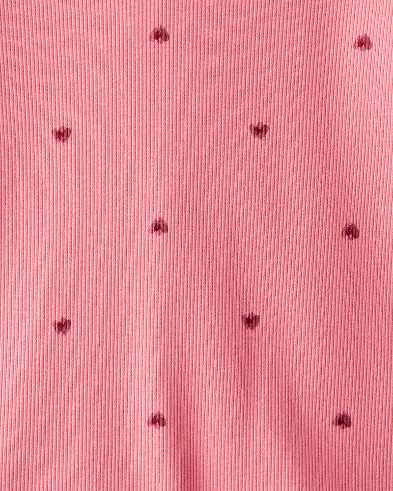 Kid Ribbed Floral Print Long-Sleeve Shirt - Pink, image 2 of 3 slides