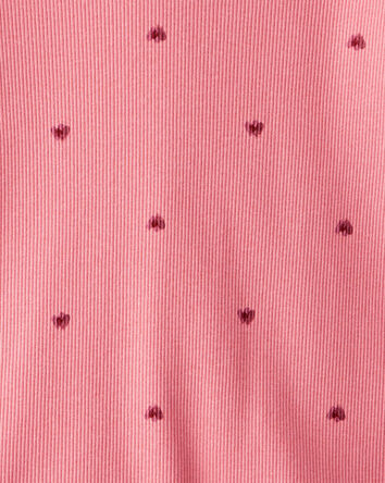 Kid Ribbed Floral Print Long-Sleeve Shirt - Pink, 