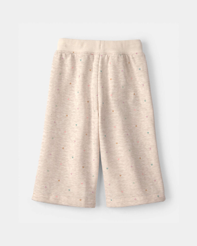 Baby Girl Heart Fleece Drawstring Pants - Cream, image 2 of 4 slides