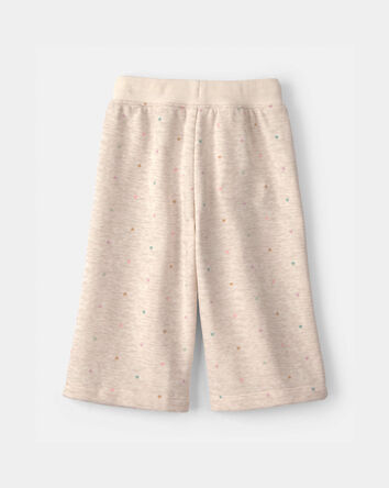 Baby Girl Heart Fleece Drawstring Pants - Cream, 
