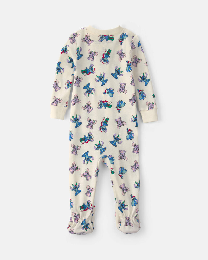 B&eacute;b&eacute; - Pyjama ajust&eacute; 1-pi&egrave;ce en 100&nbsp;% coton &agrave; fermeture &agrave; glissi&egrave;re double sens et pieds &agrave; motif Stitch de No&euml;l &ndash; Ivoire, image 2 sur 4 diapositives