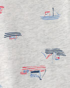 Baby Boy 2-Piece Boat Romper Set - Blue/Grey, image 5 of 6 slides
