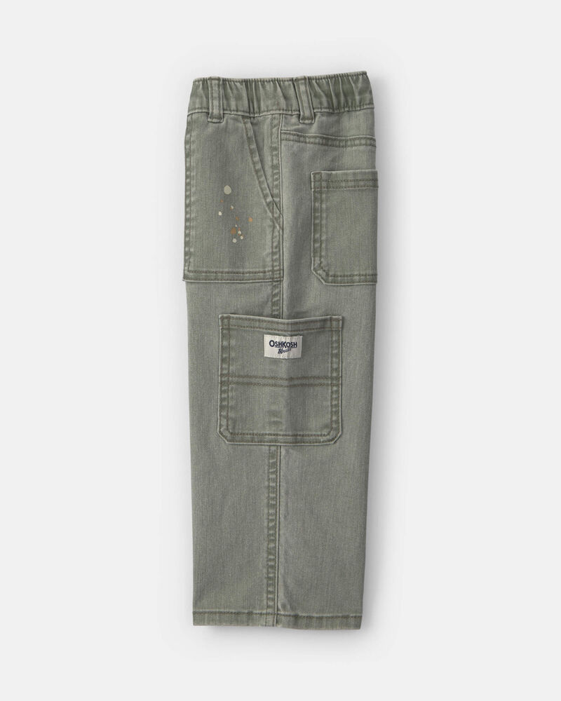 Toddler Boy Splatter Paint Wide-Leg Carpenter Pants - Green, image 3 of 5 slides