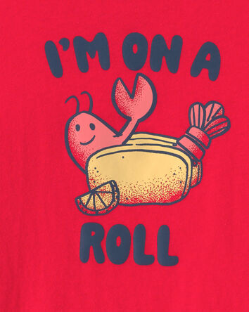 Tout-petit - T-shirt imprim&eacute; de homard "I'm on a Roll" - Rouge, 