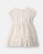 Toddler Girl Swiss Dot Occasion Dress - Cream, image 2 of 4 slides