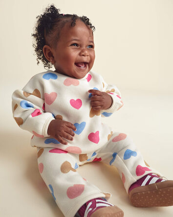 Baby Girl 3-Piece Heart 'I Love Daddy' Fleece Layering Set, 