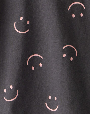 Filles - T-shirt imprimé Smiley Face à manches longues - Noir, 