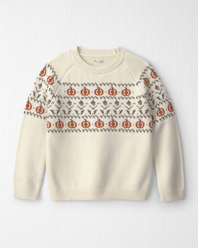 Jeune - Chandail tricot motif jacquard en coton biologique, image 1 sur 3 diapositives
