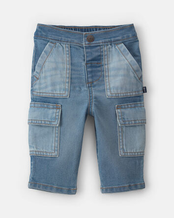 Baby Boy Straight-Leg Cargo Jeans - Medium Wash, 