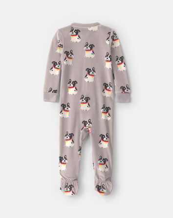 Baby Boy 1-Piece Dog 2-Way Zip DreamPlush Snug Fit Footed Pyjama - Grey, 