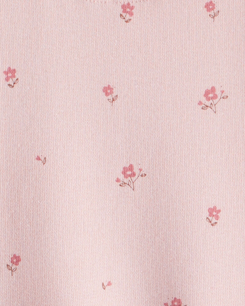 Toddler Girl French Terry Dress Made with Organic Cotton in Blush Petals Print, image 4 of 5 slides