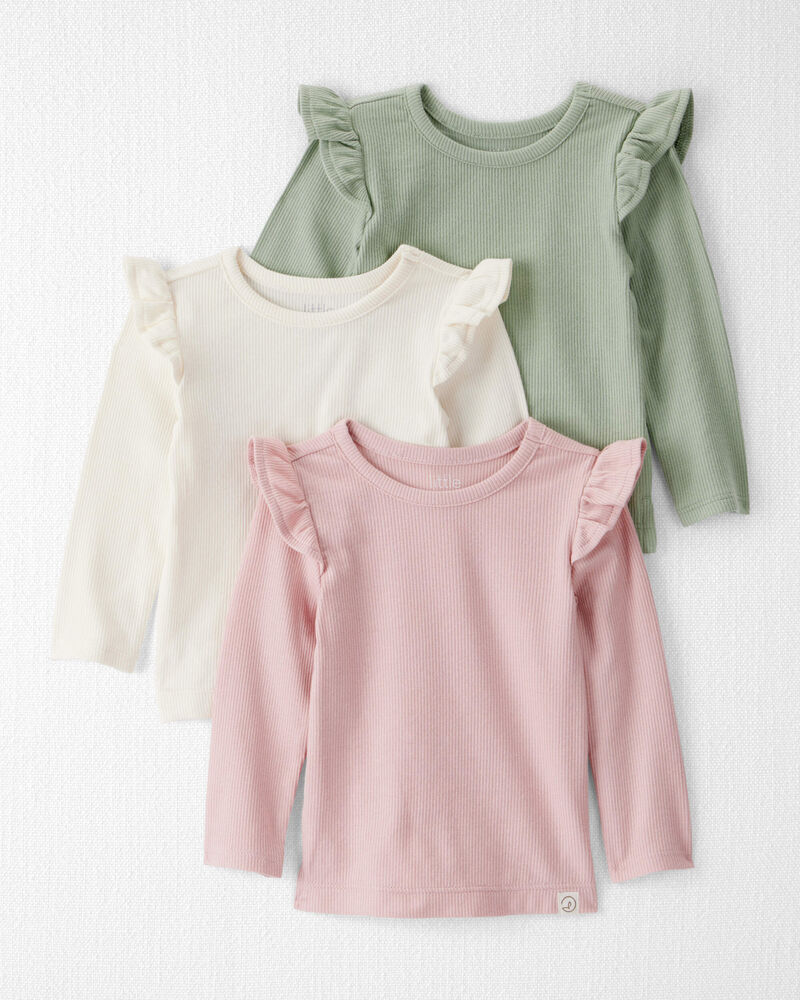 Baby Girl 3-Pack Organic Cotton Ribbed Tees, image 1 of 7 slides