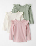 Baby Girl 3-Pack Organic Cotton Ribbed Tees, image 1 of 7 slides