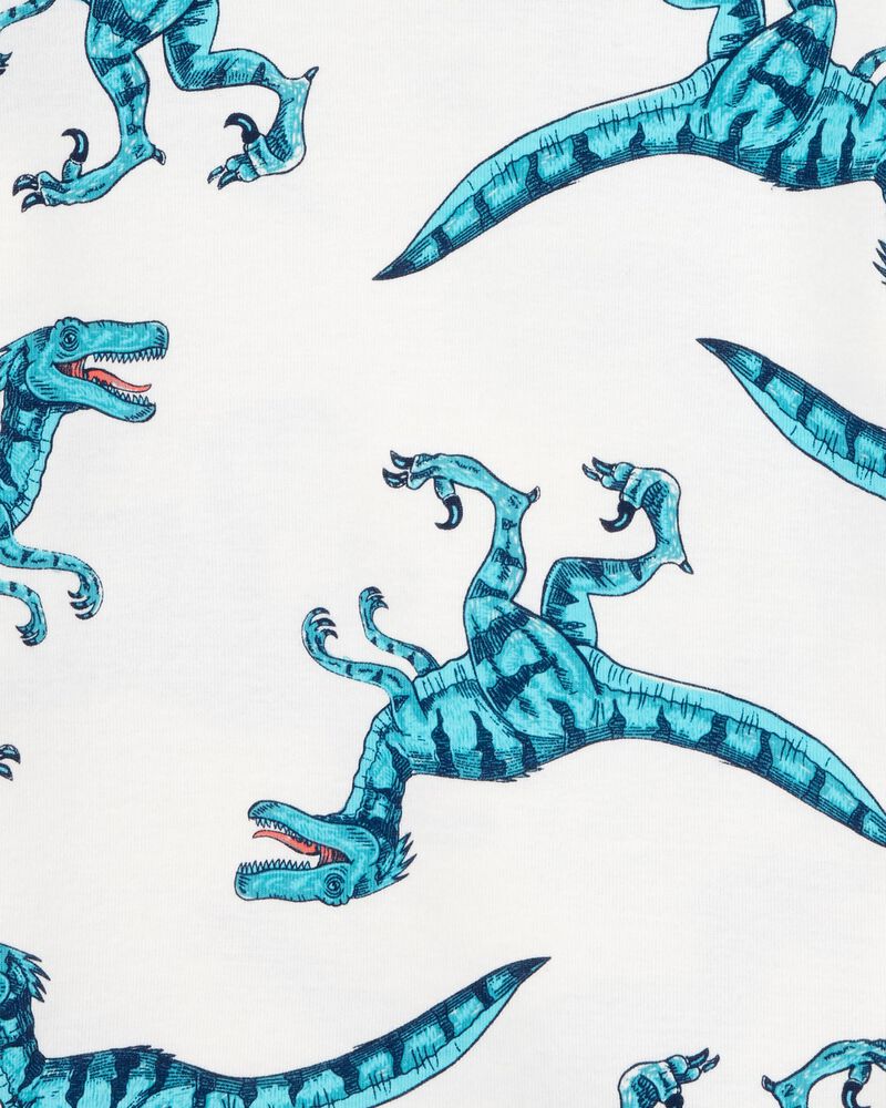 Kid 4-Piece Striped Dinosaur 100% Snug Fit Cotton Pyjamas, image 2 of 4 slides