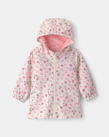Baby Girl Strawberry Floral Raincoat , 